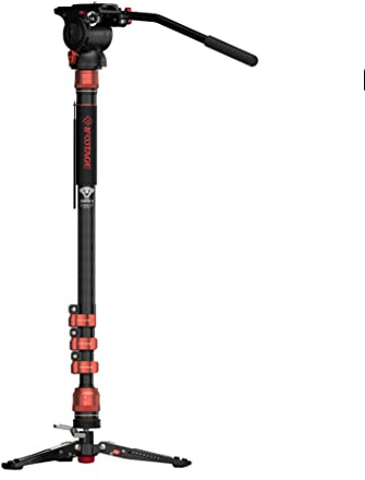 IFOOTAGE Cobra 3 Monopod with Fluid Head,Professional Portable Travel Monopod Set,71 Carbon Fiber Monopod for Cameras with Video Head, Compatible with Sony Canon Nikon Camera,C180F-P&Komodo K5S