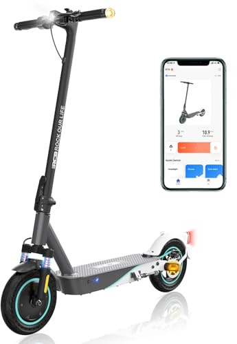 RCB R19 Patinete Eléctrico Adultos, Max.Velocidad 25KM/H, 10.4Ah Batería, App Función,Frenado Mecánico, Absorción de Impactos, Pantalla LED,Soporta 150KG, Patinete Eléctrico con 10 Neumáticos Sólidos