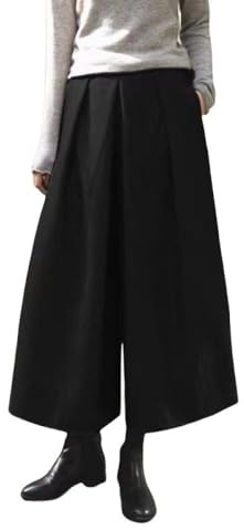LIUYUYOUGO Pantaloni A Gamba Larga da Donna Invernali, Pantaloni Palazzo alla Moda A Vita Alta Pantaloni Culottes in Misto Lana A Spina di Pesce Pantaloni Eleganti Larghi alla Caviglia Pantaloni con