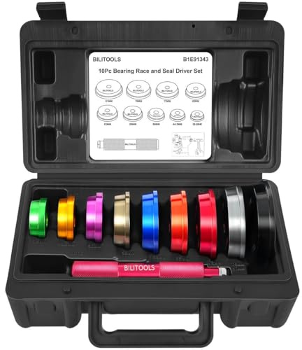 BILITOOLS Bearing Race and Seal Driver Set, 10 Piece Metric Bearing Press Kit with 1 Handle & 9 Adapters (39.5-81mm), Seal Installer Kit with Portable Storage Case