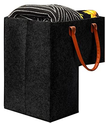 Treppenkorb Filz Treppenkörbe Mit Griffen, Faltbarer Treppenkorb Für Holztreppen, Faltbarer L Förmiger Treppenkorb Organizer, Treppenkorb Stufenkorb Filz Mit Ledergriffe, 42x40x25cm