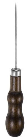 sourcing map Handwork Sewing Awl Double Gourd Awl Leather Punch Hole Tool with Wooden Handle Scratch for Broken Wire Make Mark Drilling Stitching Repair and DIY Handmade, Black
