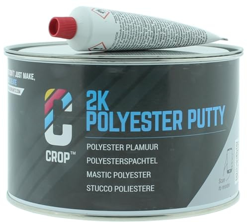 CROP Spachtel Polyester 1,3 Liter - Professionelle Spachtelmasse Auto 2K Kunststoffspachtel für Karosserie Reparatur Füllspachtel Glasfaserspachtel