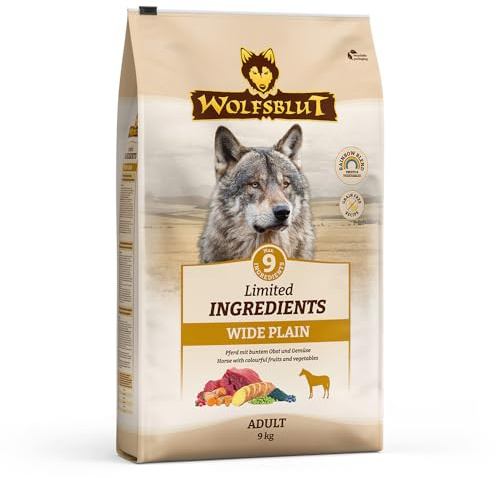 WOLFSBLUT – Wide Plain Adult Limited Ingredients | Trockenfutter mit maximal 9 Zutaten, ideal für ernährungssensible Hunde. Getreidefreies Alleinfutter ohne Zusatzstoffe im Beutel | 9kg Pferd