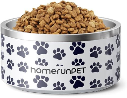 HomeRunPet Hundenapf aus Edelstahl, 1L Futternapf mit Rutschfestem Gummiboden, Doppelwandige und Isolierte Fressnapf, Langlebig, Spülmaschinenfest für Kleine, Mittelgroße und Große Hunde
