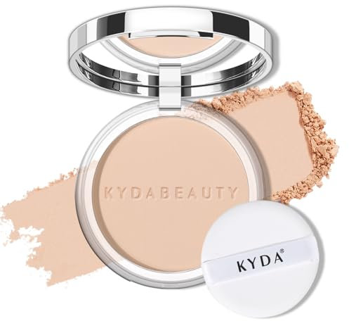KYDA Polvere minerale pressata 4 in 1, SPF 35 Matte Setting Powder con correttore e fondotinta, copertura leggera e impeccabile, formulazione per la cura della pelle, luce
