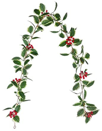 Liummrcy Weihnachtsdekorationen, Weihnachtsgirlande künstliche Stechpalme Blätter und Beeren Girland