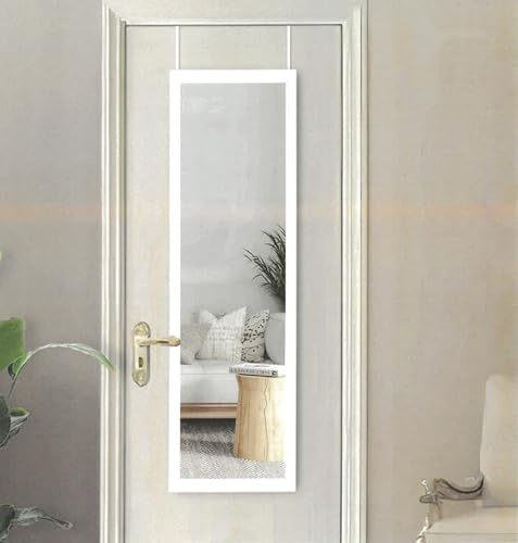 Reflex Sales 129 x 37.5 cm Overdoor Mirror, Full Length, for Bathroom/Bedroom/Wardrobe (White)
