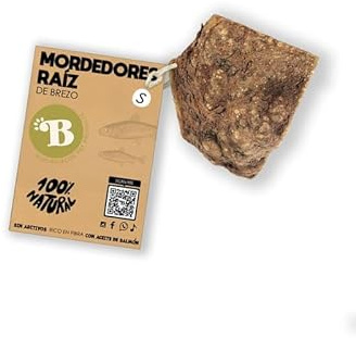 BIMORDISCOS Raíz de Brezo para Perro | con Aceite de Salmón | Mordedor Perro | Huesos para Perros | Juguetes para Perros (S)