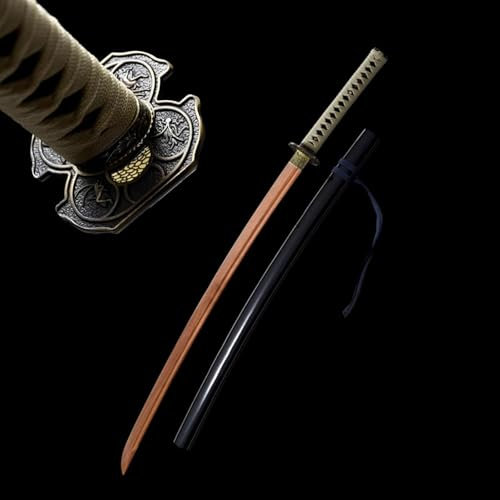 Katana in legno massello con fodero, coltello da allenamento in legno fatto a mano, spade per pratica di arti marziali in stile giapponese, Kendo, per raccolta, esposizione, oggetto cosplay-103CM