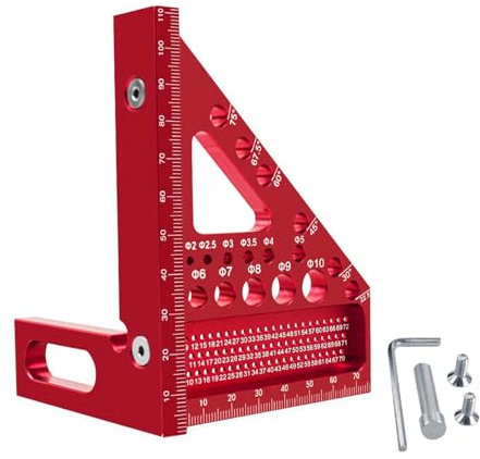 3D Gehrungswinkel Multifunktional 22.5-90°Aluminiumlegierung Hochpräzises Layout Messwerkzeug Anreisswerkzeug Holzbearbeitungs Messwerkzeuge Winkelmesser für Tischler Ingenieur