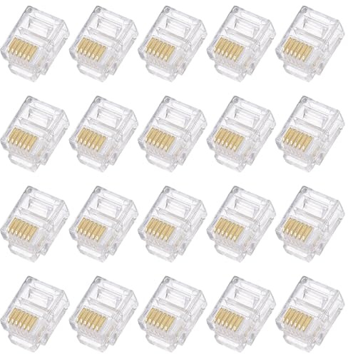 QUARKZMAN RJ11/RJ12 6P6C kontakt Koppar Transparent Telefon 60 st | Modulär hankontakt, för telefon, kopparkärna, transparent
