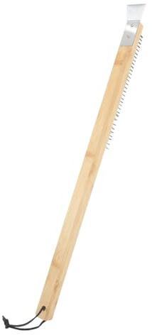 Yardwe Long Handle Pizza Oven Brush with Wooden Handle, Stainless Steel Wire Bristles, Deep Cleaning Pizza Stone Brush for Kitchen and Outdoor Use