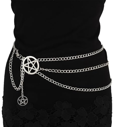 JJDreams Retro Mehrlagige Taillenkette Boho Silber Mond Kettengürtel Einstellbar Bauchkette Y2K Waist Chain Verstellbare Hüftkette für Damen