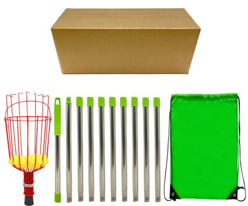 ANKROYU Fruit Picker, Stainless Steel Fruit Picker Head Basket, Fruit Picker Harvest Basket, Head Fruit Harvesting Tool, Fruit Harvester for Orchard (4m/13.12ft)