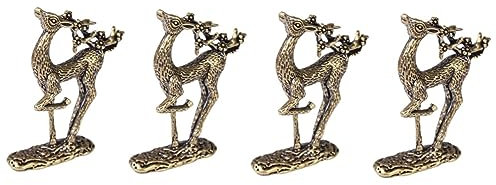 Cabilock 4 Stück Sikahirsch-Ornament Nackendekoration Schlüsselbund Fallen Fach Platten Hirschgeweih Stirnbänder Lippenmaske Automatisch Grabstein Land Rostfrei Spa-Stirnband Messing Golden
