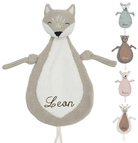 Manufaktur Liebevoll | Schmusetuch Personalisiert Fuchs Schnuffeltuch Geschenke mit Namen Baby Kuscheltier Schnullertuch Kinder Geburt Babygeschenk Taufe Namensgeschenk Mädchen Junge Trösterchen