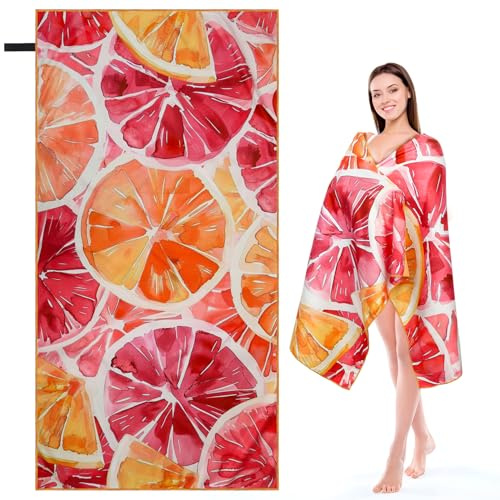 INYEEXUP Strandtuch XXL 90x180cm, Mikrofaser Strandhandtuch mit Tasche Saugfähig Schnelltrocknend, Weich Leicht für Reise, Schwimmen, Camping & Strand