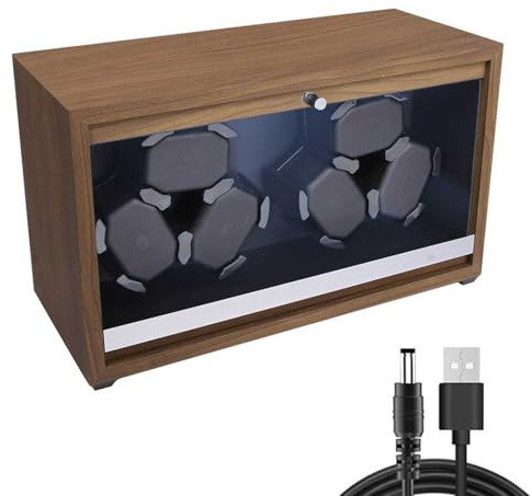 Gziztx Automatic Watch Winder for 6 Watches, Rotator Watch Winder Box with LED Blue Light, 4 Modes Setting, Quiet Motor, Stop When Opening the Cover, for Women and Men (Walnut Wood Grain)