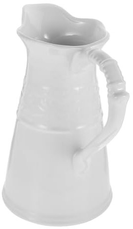 PartyKindom Ceramic Pitcher Vase for Flower Arrangement Vintage Farmhouse Decor White Ceramic Milk Jug Vase for Home Dining Table