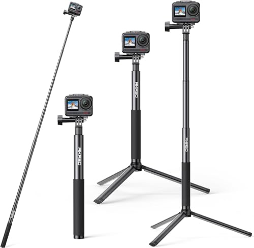 AKASO Palo Selfie Extensible con Trípode 160CM | Compatible con Cámara de acción AKASO EK7000/Brave 4/Brave 7 LE, GoPro Hero 13/12/11/10/9/Max, dji Osmo Action 5/4/3