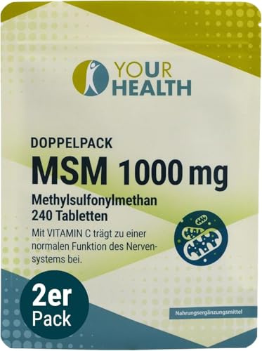 Doppelpack: MSM 1000 mg; Methylsulfonylmethan; mit Vitamin C - 480 Tabletten (2er Pack)