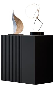 Mirjan24 Hängevitrine Cholon mit dekorativer Front (Schwarz) | Kompakter Vitrinenschrank mit Push-to-Open-System und 2 Innenfächern für Deko und Wohnaccessoires