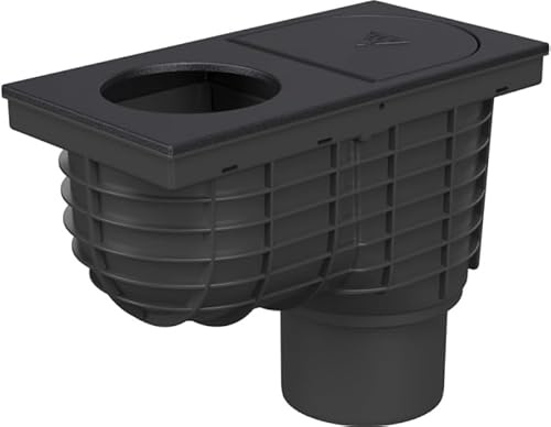 SaniVia Avaloir de Toit DN110 avec Couvercle en Fonte | Avaloir d'eaux pluviales avec clapet Anti-Retour | Avaloir Vertical pour Descente DN100 | 320 l/Min | Noir