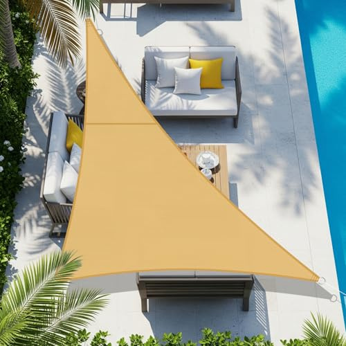 COOL AREA Toldo Vela de Sombra Impermeable Rectángulo 3x3x4.25m UV Block Resistente a la Intemperie para Patio Jardín Patio Exterior,Arena