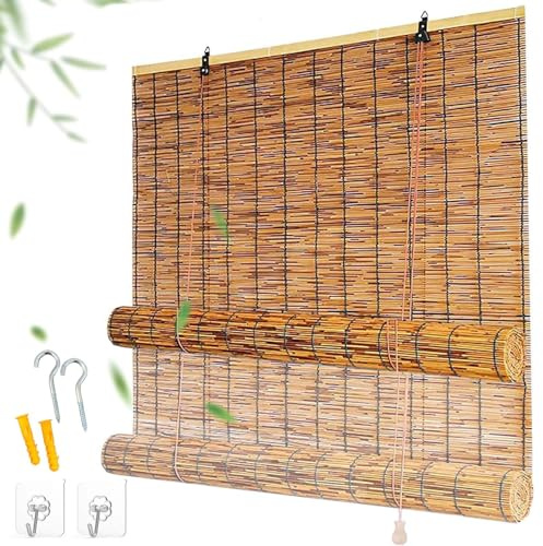 Générique Store Bambou Exterieur Store Rideau De Roseau Occultant Rideau Bambou Imperméables Intimité 50 60 80 90 100 120 150 160cm Respirant Store Enrouleur Bambou Intérieur(W70 x H150cm)