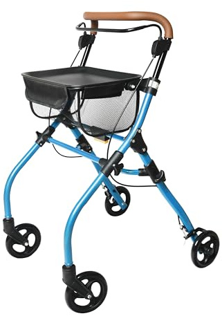 Identités, Rollator Neo Dandy, Déambulateur D'Intérieur, Améliore La Mobilité, Plateau, Sac Intégré, Hauteur Réglable, Poids Max 100 kg, Coloris Bleu