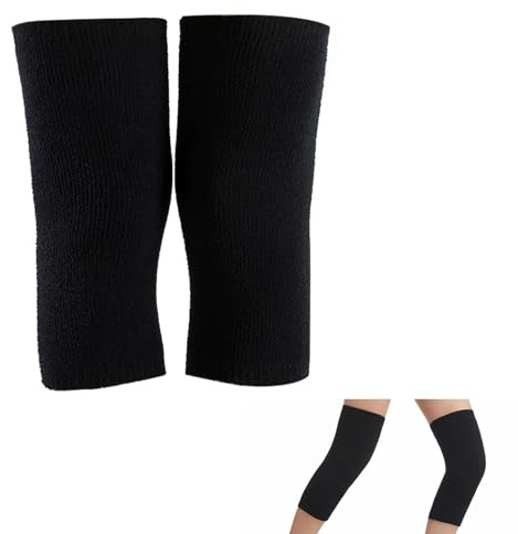 Kiuiom 1 Pair Men Women Thicken Thermal Braces Leg,Winter Breathable Cozy Knee Sleeves Support Protector,Warmer Stretchy Arthritic Knee,Knee Pain Relief Brace Support Band,For Ski Cycling Dance,Black