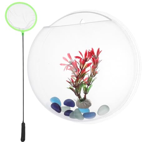 HEMOTON Clear Acrylic Wall-mounted Fish Tank with Hydroponic Planter Shatter-resistant Betta Bowl for Small Spaces Transparent Desktop Aquarium and Decorative Wall Fish Bowl