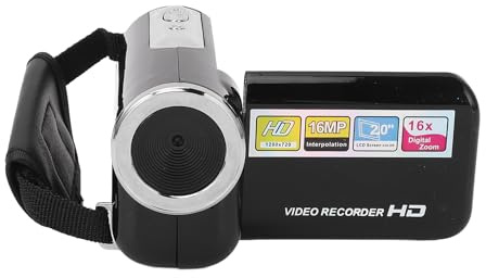 Oreilet Videocamera 1080P, Videoregistratore per Fotocamera Digitale USB con Zoom Digitale 16MP 16X con Schermo Rotante da 2 Pollici per i Viaggi (BLACK)