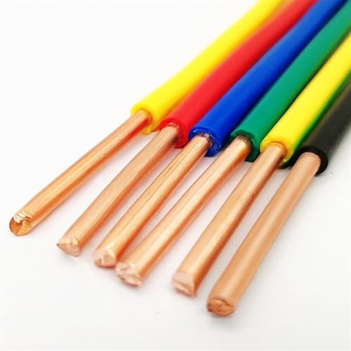 fils, Câble en cuivre gainé de 1 mètre, câble rigide monoconducteur for appareils électroménagers, calibre 17 AWG à 7, fil électrique for rénovation domiciliaire(Black,1Meter 9AWG 6mm2)