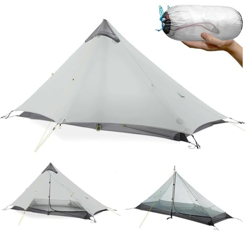 Ultralight Waterproof Tent, Double-Layer Three-Season Backpacking Tent for 1-Person Camping, Kayaking, Climbing, Hiking, Weighing in at only 2 pounds for The Tent (Grey)