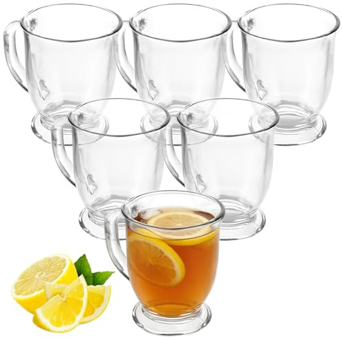 LDXDRU 480 ml Große Teegläser mit Henkel 6er Set Irische Kaffeegläser mit Griff spülmaschinenfeste Gläser für Heißgetränke wie Tee, Kaffee & Kakao, Teetassen, Kaffeegläser aus Glas, Kaffeetassen