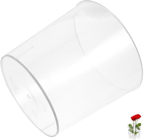SECFOU Secchiello Rotondo Bianco in Plastica per Composizioni Floreali, Design Moderno Multifunzionale come Centrotavola per Ufficio