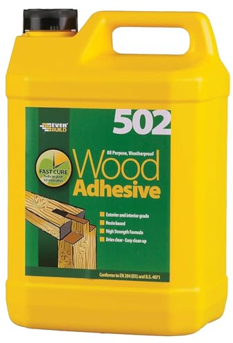 Everbuild 502 All Purpose Weatherproof Wood Adhesive – Suitable for typical Wood Bonding Applications – 5 Litre