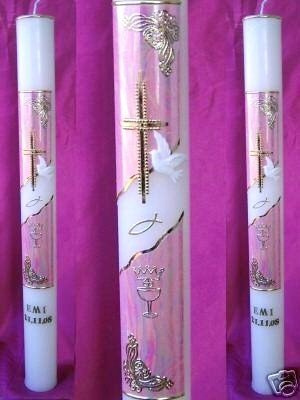 Taufkerze Kommunionkerze Junge MädchenT-66 500/40 mm inkl. Beschriftung