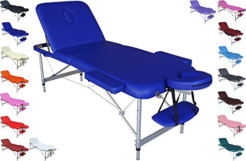Polironeshop Europa – Massageliege aus Aluminium, Verstellbare Massagebank und Tattooliege, Ergonomisch und Stabil für professionellen Einsatz (Blau)