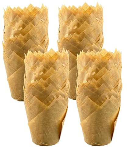 Scrumptious Sprinkles Kraft Tulip-Pirottini per Muffin, 200 Pezzi, Legno, Caramello, 42x11x11 cm