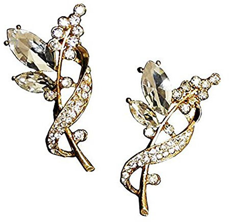 HAND ® BR46 schöne elegante Raum-Kristall-Goldblumen-Brosche - 2er Pack