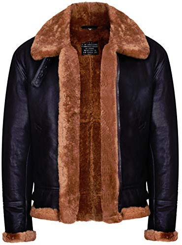 Infinity Leather Aviator Zenzero Marrone B3 Shearling Montone Bomber in Pelle Giacca Volante Pilota Uomo
