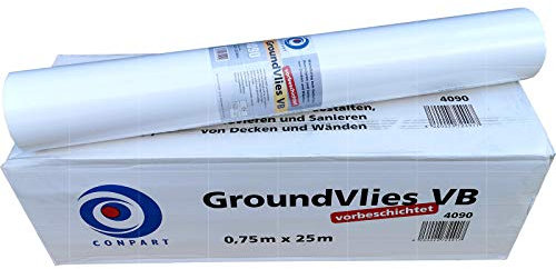 Conpart GroundVlies 4090 VB - 4 Rollen - 25 x 0,75m vorbeschichtetes Malervlies Renoviervlies 195g/m²