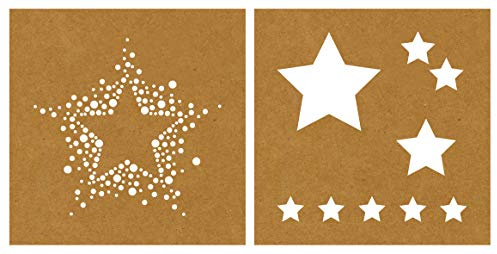 Rayher 45130000 Papier-Schablone Sterne, 2 Designs, 20,3 x 20,3 cm, 2 Stück, für stylische Muster auf Papier, Textil, Beton etc.
