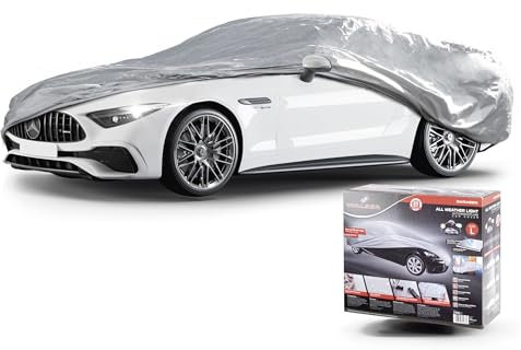 WALSER Funda de Coche All Weather Light tamaño L Gris Claro, Impermeable para el Coche, a Prueba de Polvo, fijación de la Correa Reforzada