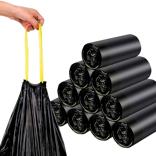 Müllsäcke 120L Schwarz - MIT ZUGBAND - 100% Recycelt - XXL Mülltüten (50 bis 1000 Säcke wählbar) (200)