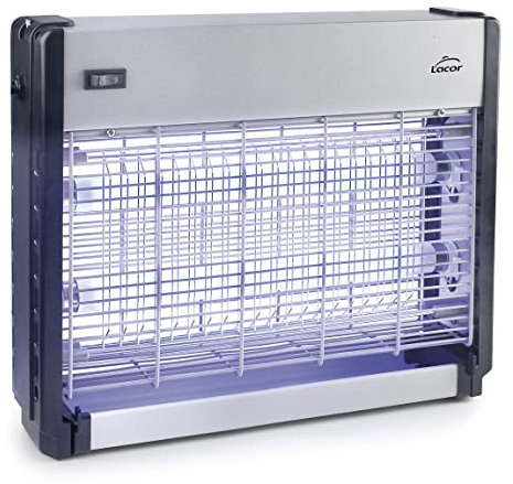 Lacor - 39134 - Matamoscas Eléctrico Capter, Lámpara Antimosquitos, Eléctrico 100% Eficiente, 26 W, Área: 80 m2, 38,5x9x31 cm