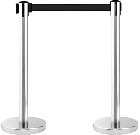 PINNERS Absperrständer Personenleitsystem 3 Meter, Absperrpfosten, 2 Stück Absperrpfosten Abgrenzungspfosten, Ausziehbare Barriere 3 Meter